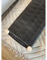 Banc tressé bois et tissus noir, artisanat Maroc | Marrakech deco