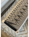 Banc tressé bois et tissus noir et beige, artisanat Maroc | Marrakech deco