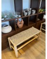 Banc tressé bois et tissus, artisanat Maroc | Marrakech deco