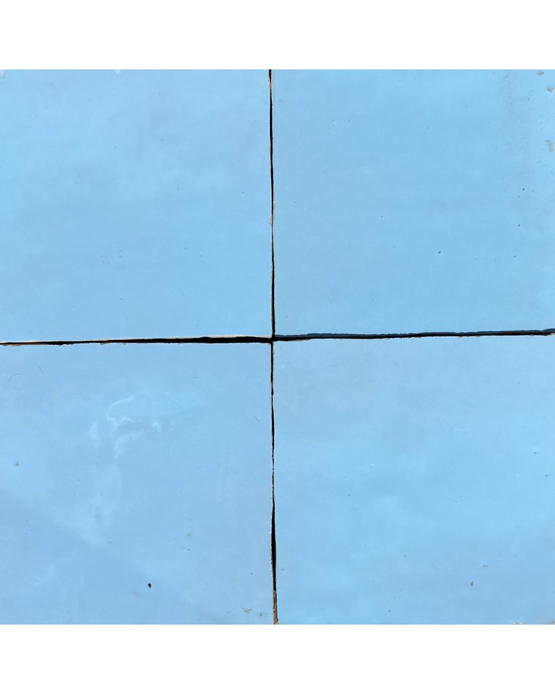 Carreau de zellige émaillé, couleur bleu ciel | Marrakech deco