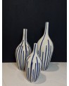 Vase en céramique à rayures bleu