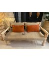 Banquette en bois d'eucalyptus avec dossier |MarrakechDeco