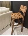 Tabouret de bar en cuir et noyer