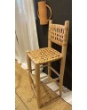 Tabouret de bar en bois et cuir avec dossier | Marrakech deco