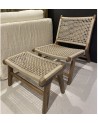 Fauteuil Astier en bois de noyer et assise corde |Marrakech Deco