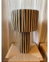 Lampe à poser en raphia bicolore noir et naturel |MarrakechDeco