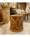 Tabouret en terre cuite aux motifs ajourés l Marrakechdeco