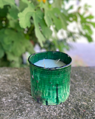 Bougie en poterie de Tamegroute émaillée|MarrakechDeco