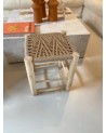tabouret bas tressé bois et tissus, artisanat Maroc | Marrakech deco