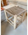 tabouret bas tressé bois et tissus, artisanat Maroc | Marrakech deco
