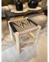 tabouret bas tressé bois et tissus, artisanat Maroc | Marrakech deco