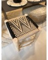 tabouret bas tressé bois et tissus, artisanat Maroc | Marrakech deco