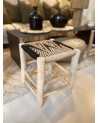 tabouret bas tressé bois et tissus, artisanat Maroc | Marrakech deco