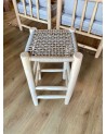 Tabouret de bar en corde synthétique tressée beige