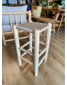 Tabouret de bar en corde synthétique tressée beige