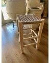 Tabouret de bar en corde synthétique tressée beige