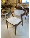 Chaise en bois, chaise tissu bouclette, chaise de salle à manger