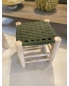 Petit tabouret en bois d'eucalyptus artisanal et cordes|Marrakech deco