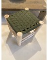 Petit tabouret en bois d'eucalyptus artisanal et cordes|Marrakech deco