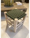 Petit tabouret en bois d'eucalyptus artisanal et cordes|Marrakech deco