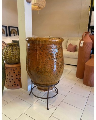 Jarre émaillée ceramique marron jaune Marrakechdeco