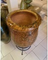 Jarre émaillée ceramique marron jaune Marrakechdeco