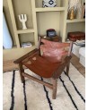 Fauteuil en bois et cuir, fauteuil en cuir, fauteuil en bois artisanal