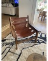 Fauteuil en bois et cuir, fauteuil en cuir, fauteuil en bois artisanal