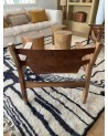 Fauteuil en bois et cuir, fauteuil en cuir, fauteuil en bois artisanal