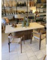 table en travertin, table à diner, table en travertin et bois,