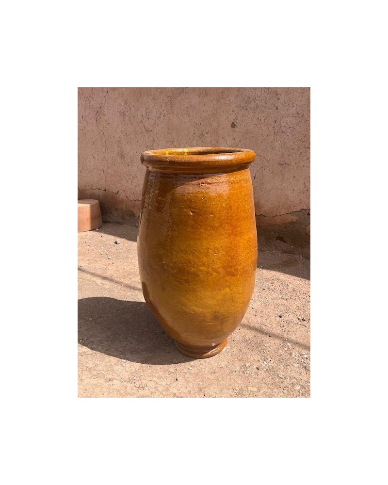 Jarre émaillée ceramique  jaune Marrakech deco, poterie couleur miel