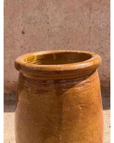 Jarre émaillée ceramique  jaune Marrakech deco, poterie couleur miel