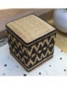 Pouf en jonc tressé naturel bicolore. Artisanat | Marrakech deco