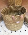Panière en paille, anse en cuir. Artisanat Maroc | Marrakech deco