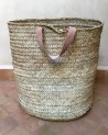 Panière en paille, anse en cuir. Artisanat Maroc | Marrakech deco