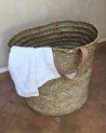 Panière en paille, anse en cuir. Artisanat Maroc | Marrakech deco
