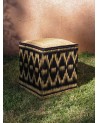 Pouf en jonc tressé naturel bicolore. Artisanat | Marrakech deco
