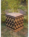 Pouf en jonc tressé naturel bicolore. Artisanat | Marrakech deco