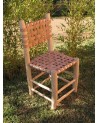 Chaise en bois et cuir, fabrication artisanale Maroc | Marrakech deco
