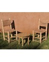 Chaise en bois et cuir, fabrication artisanale Maroc | Marrakech deco