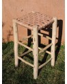 Tabouret de bar en bois et cuir. Artisanat Maroc | Marrakech deco