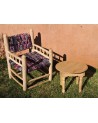 Fauteuil beldi tissu multicolore et bois. Artisanat | Marrakech deco