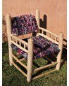 Fauteuil beldi tissu multicolore et bois. Artisanat | Marrakech deco