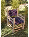 Fauteuil beldi tissu multicolore et bois. Artisanat | Marrakech deco