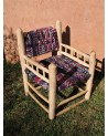 Fauteuil beldi tissu multicolore et bois. Artisanat | Marrakech deco