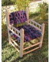 Fauteuil beldi tissu multicolore et bois. Artisanat | Marrakech deco