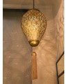 Lustre en cuivre ciselé et ajouré orné d'un pompon | Marrakech deco
