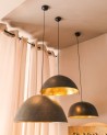 Lustre wok en cuivre martelé teinté noir | Marrakech deco