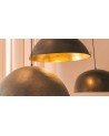 Lustre wok en cuivre martelé teinté noir | Marrakech deco
