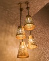 Lustre conique ciselé, ajouré en cuivre jaune. Moderne| Marrakech deco